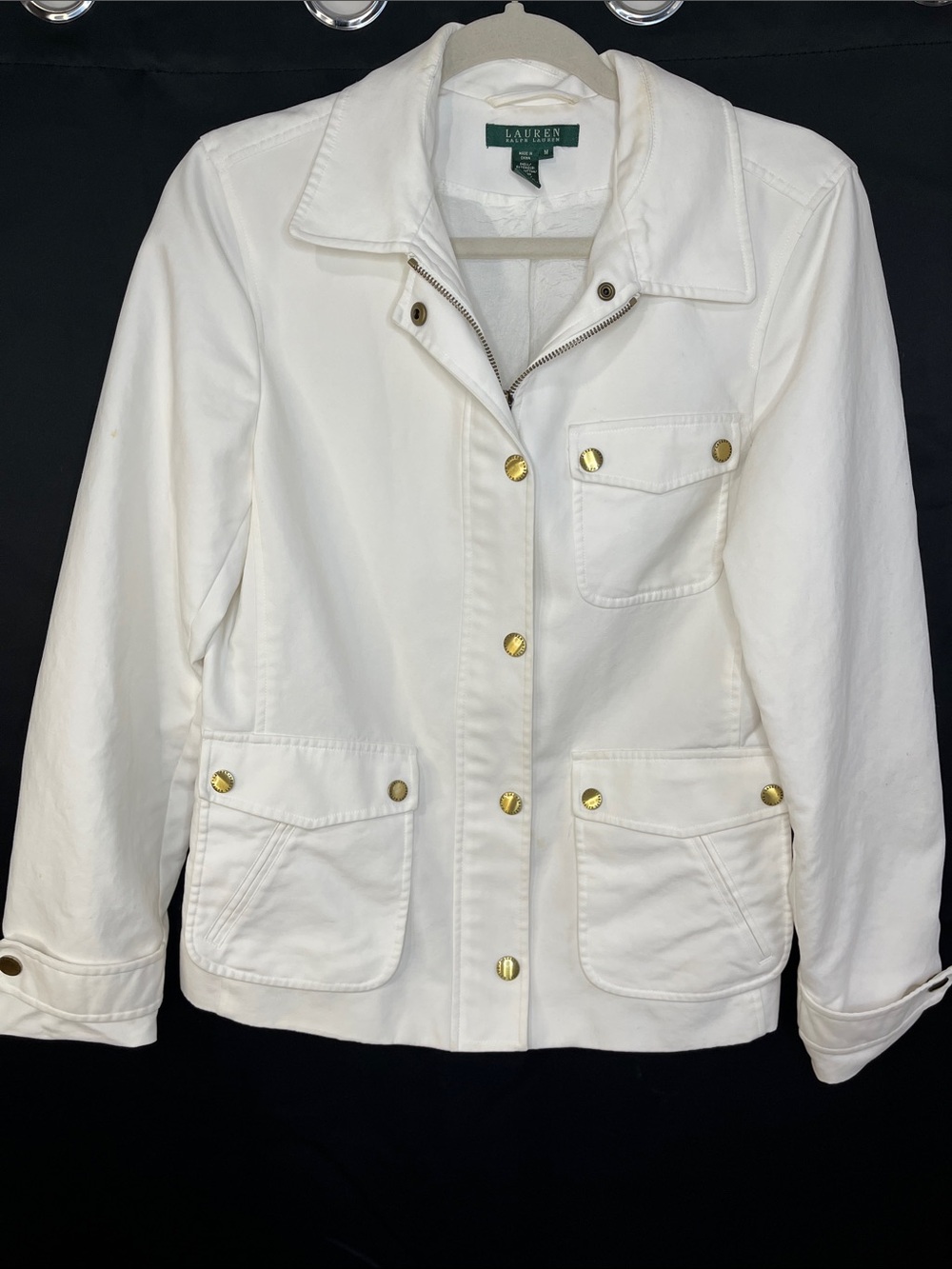Lauren Ralph Lauren Cream Utility Jacket with Gold Hardware